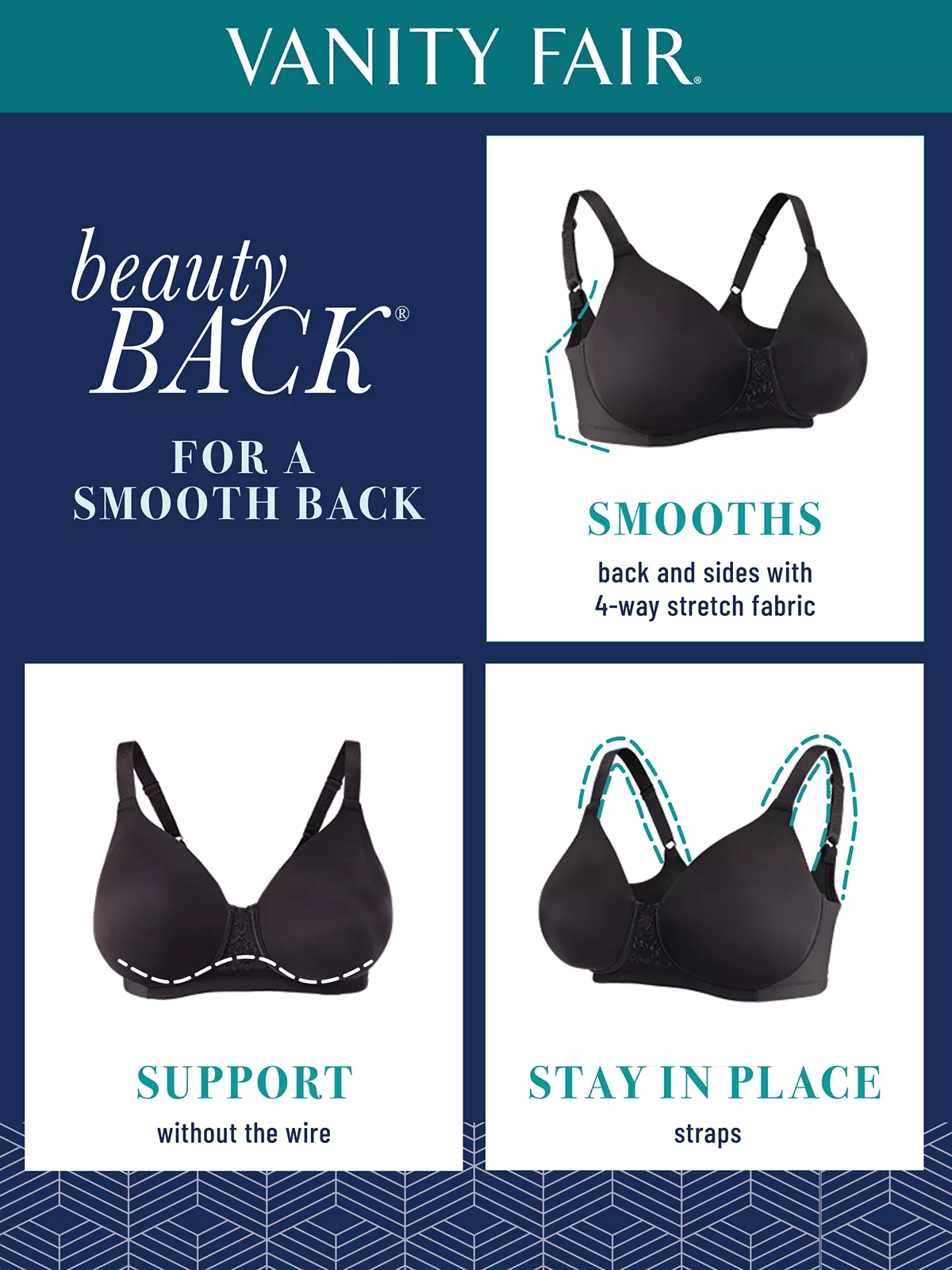 ull Figure Beauty Back Smoother Wireless Bra 71380 Vanity Fair® Ull Figure Beauty Back Smoother Wireless Bra 71380 -B.TEMPT’D Shop