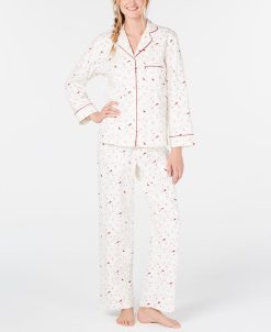 Charter Club Printed Cotton Flannel Pajama Set, Created For Macy's