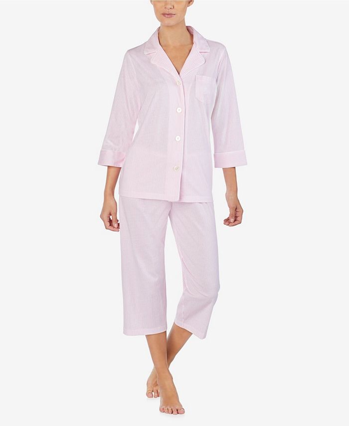 3/4 Sleeve Classic Notch Collar Capri Pajama Set Lauren Ralph Lauren 3/4 Sleeve Classic Notch Collar Capri Pajama Set -B.TEMPT’D Shop
