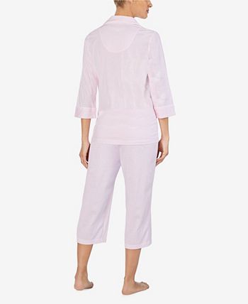 3/4 Sleeve Classic Notch Collar Capri Pajama Set Lauren Ralph Lauren 3/4 Sleeve Classic Notch Collar Capri Pajama Set -B.TEMPT’D Shop