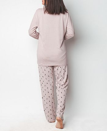 ood Pajama Soft Feather Long- Sleeve Pajama Set MOOD Pajamas Ood Pajama Soft Feather Long- Sleeve Pajama Set -B.TEMPT’D Shop