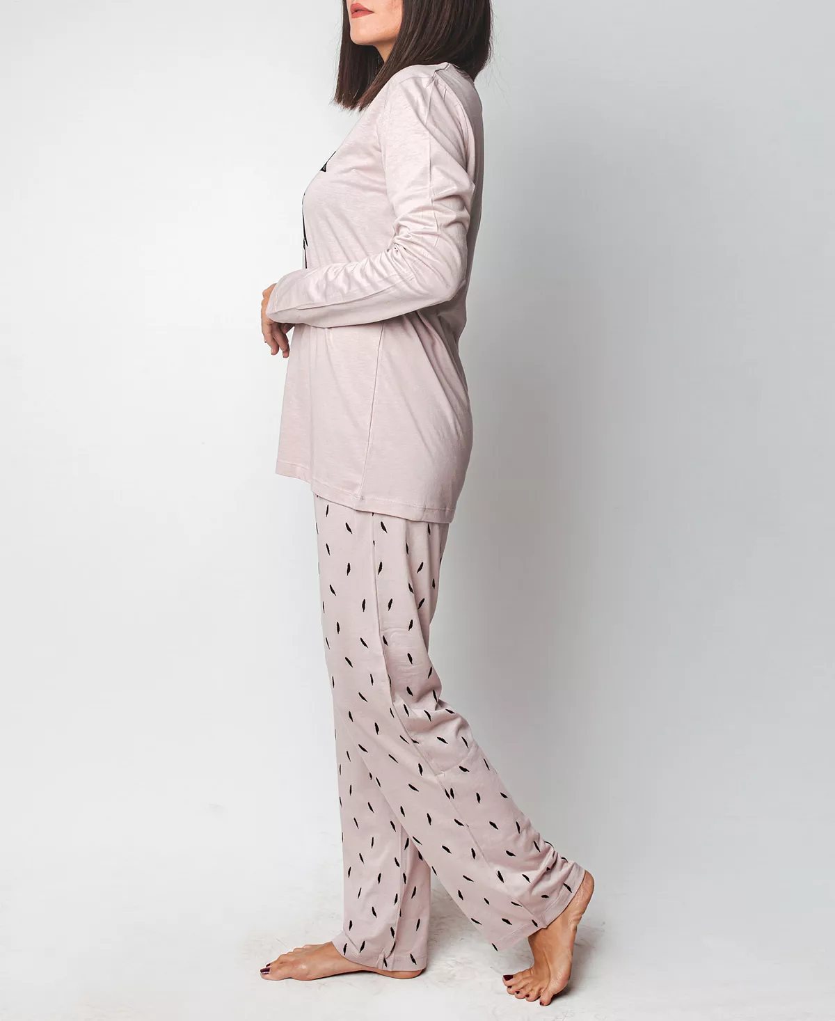 ood Pajama Soft Feather Long- Sleeve Pajama Set MOOD Pajamas Ood Pajama Soft Feather Long- Sleeve Pajama Set -B.TEMPT’D Shop