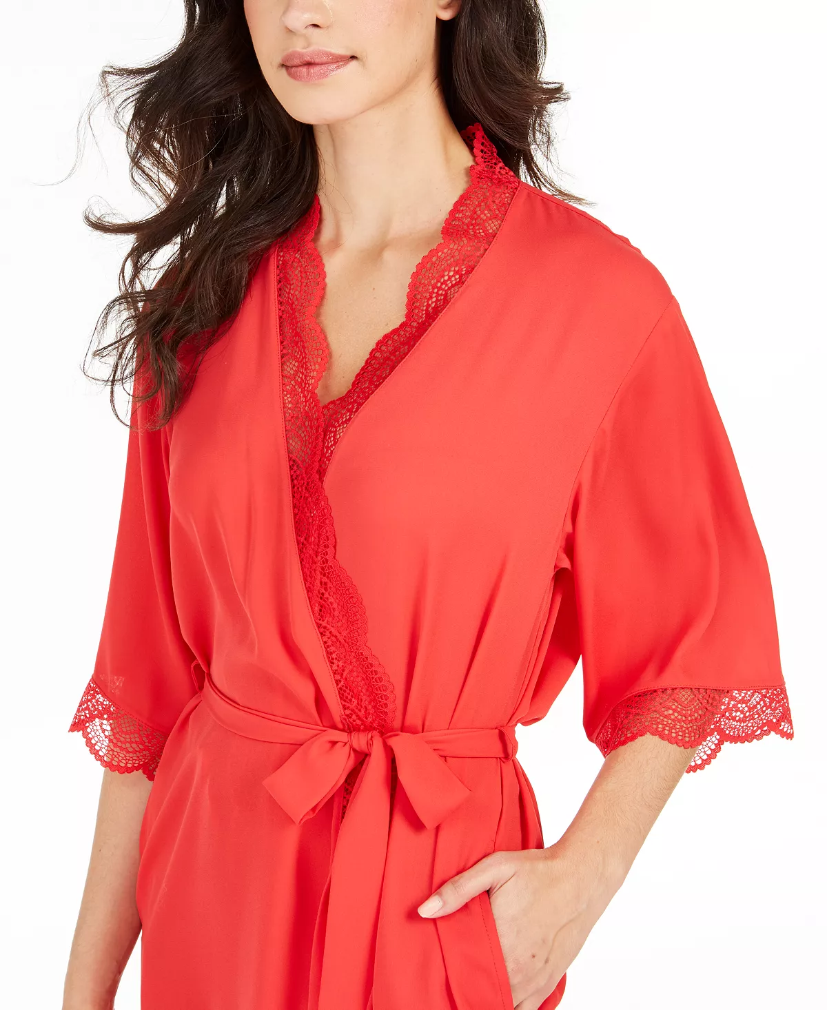 Lace Trim Short Robe, Created For Macy's INC International Concepts Lace Trim Short Robe, Created For Macy's -B.TEMPT’D Shop