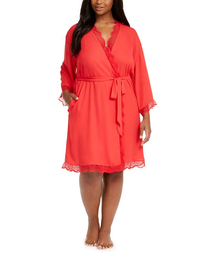 Plus Size Lace-Trim Chiffon Wrap Robe, Created For Macy's INC International Concepts Plus Size Lace-Trim Chiffon Wrap Robe, Created For Macy's -B.TEMPT’D Shop