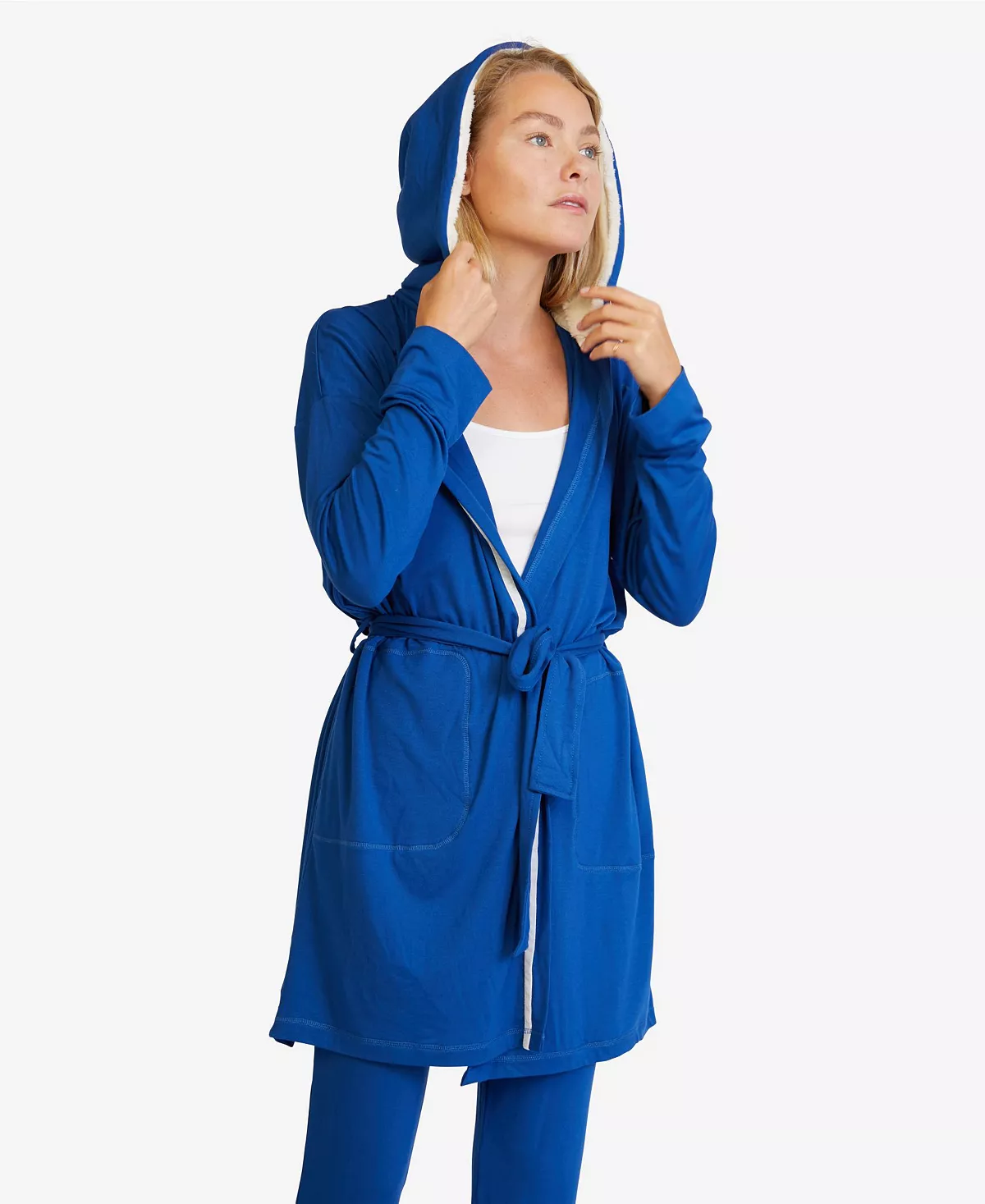 Women's Hooded Jersey Robe And Pants Loungewear Nine Space Women's Hooded Jersey Robe And Pants Loungewear -B.TEMPT’D Shop