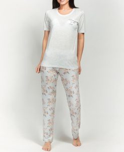 MOOD Pajamas Ultra Soft Floral Short Sleeve Pajama Set