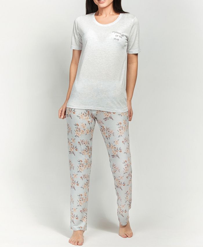 Ultra Soft Floral Short Sleeve Pajama Set MOOD Pajamas Ultra Soft Floral Short Sleeve Pajama Set -B.TEMPT’D Shop