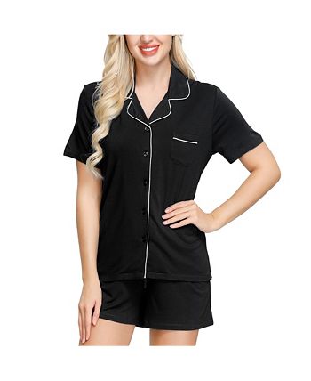 Women's Notch Pajama Top And Short Set INK+IVY Women's Notch Pajama Top And Short Set -B.TEMPT’D Shop