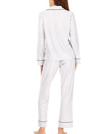 Women's Sleep Long Sleeve Notch Collar Pajama Set Rae Dunn Women's Sleep Long Sleeve Notch Collar Pajama Set -B.TEMPT’D Shop