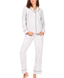 Rae Dunn Women's Sleep Long Sleeve Notch Collar Pajama Set