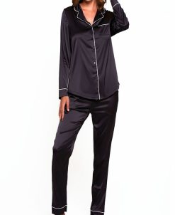 ICollection Women's Notch Collar Pajama Pant Set