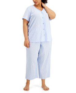 Charter Club The Everyday Cotton Plus Size Capri Pajama Set, Created For Macy's