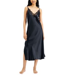 INC International Concepts Lace-Trim Long Satin Lingerie Nightgown, Created For Macy's