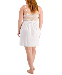 INC International Concepts Plus-Size Lace-Detail Heavenly Soft Chemise, Created For Macy's -B.TEMPT’D Shop 18535814 fpx