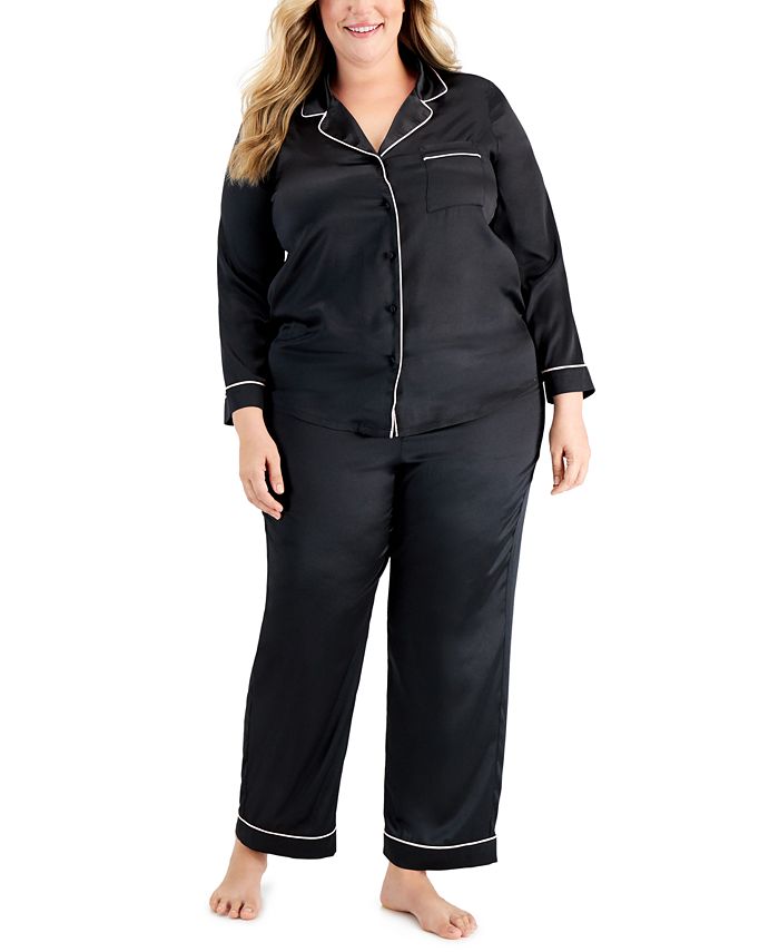 Plus Size Notch-Collar Pajama Set, Created For Macy's INC International Concepts Plus Size Notch-Collar Pajama Set, Created For Macy's -B.TEMPT’D Shop