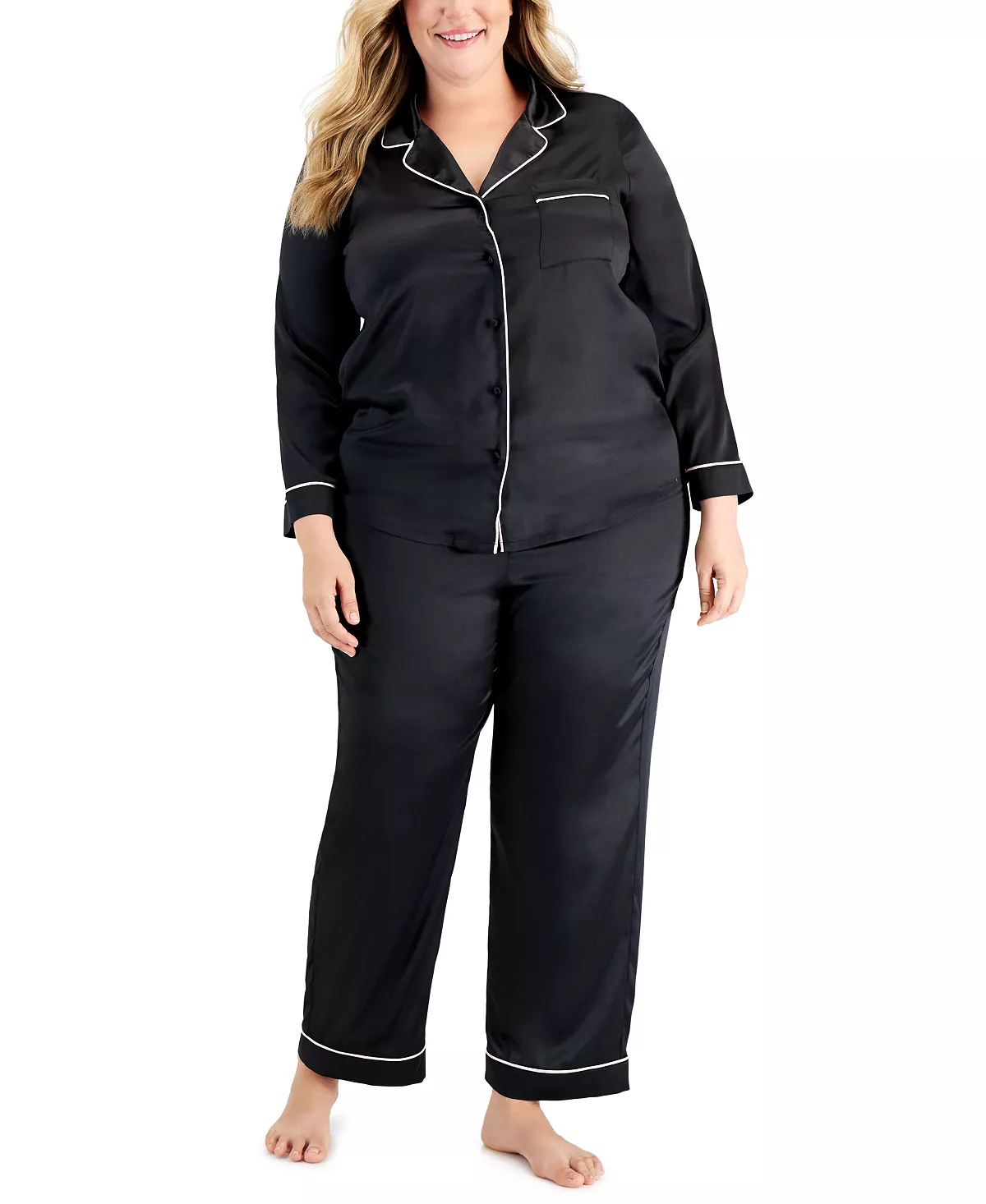 Plus Size Notch-Collar Pajama Set, Created For Macy's INC International Concepts Plus Size Notch-Collar Pajama Set, Created For Macy's -B.TEMPT’D Shop