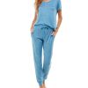Roudelain V-Neck T-Shirt & Jogger Pants Pajama Set -B.TEMPT’D Shop 19599286 fpx