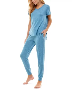 Roudelain V-Neck T-Shirt & Jogger Pants Pajama Set -B.TEMPT’D Shop 19650263 fpx