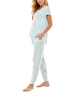 Roudelain V-Neck T-Shirt & Jogger Pants Pajama Set -B.TEMPT’D Shop 19650265 fpx