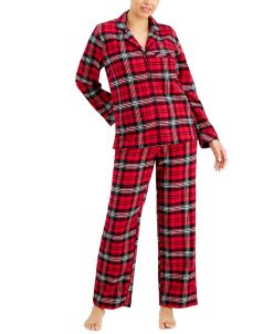 Charter Club Printed Cotton Flannel Pajama Set, Created For Macy's