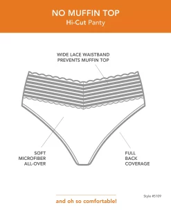 Warner's ® No Pinching No Problems® Dig-Free Comfort Waist With Lace Microfiber Hi-Cut 5109 4 Warner's ® No Pinching No Problems® Dig-Free Comfort Waist With Lace Microfiber Hi-Cut 5109 -B.TEMPT’D Shop 19788159 fpx