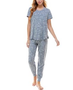 Roudelain Printed Short Sleeve Top & Jogger Pajama Set -B.TEMPT’D Shop 19965273 fpx