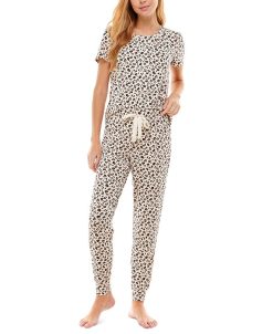 Roudelain Printed Short Sleeve Top & Jogger Pajama Set