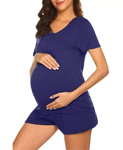 Savi Mom Women's Lima Short Sleeve Maternity Pajama Set, 2 Piece 6 Savi Mom Women's Lima Short Sleeve Maternity Pajama Set, 2 Piece -B.TEMPT’D Shop 20077342 fpx