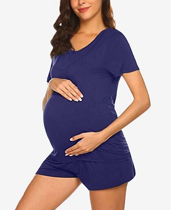 Women's Lima Short Sleeve Maternity Pajama Set, 2 Piece Savi Mom Women's Lima Short Sleeve Maternity Pajama Set, 2 Piece -B.TEMPT’D Shop