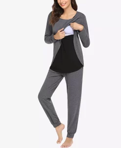 Savi Mom Women's London Long Sleeve Maternity Pajama Set, 2 Piece -B.TEMPT’D Shop 20077350 fpx
