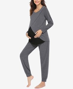 Savi Mom Women's London Long Sleeve Maternity Pajama Set, 2 Piece