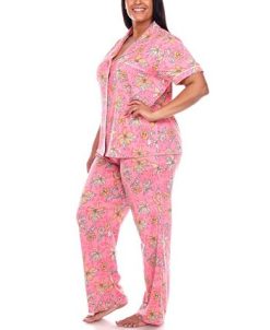 White Mark Plus Size Short Sleeve Pants Tropical Pajama Set, 2-Piece 4 White Mark Plus Size Short Sleeve Pants Tropical Pajama Set, 2-Piece -B.TEMPT’D Shop 20144039 fpx