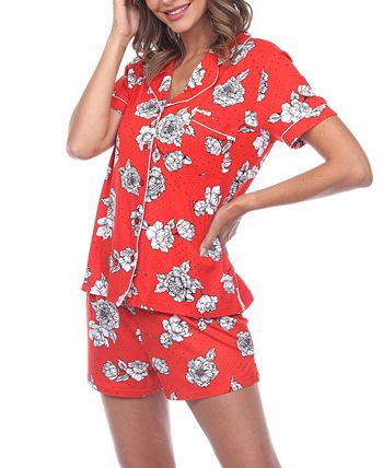 omen's Short Sleeve Floral Pajama Set, 2-Piece White Mark Omen's Short Sleeve Floral Pajama Set, 2-Piece -B.TEMPT’D Shop