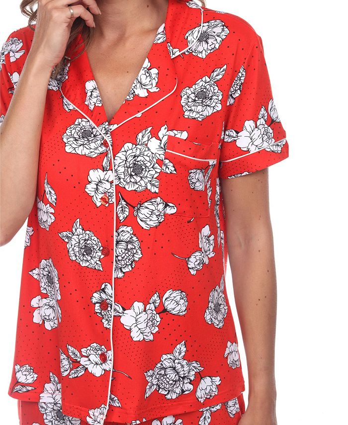 omen's Short Sleeve Floral Pajama Set, 2-Piece White Mark Omen's Short Sleeve Floral Pajama Set, 2-Piece -B.TEMPT’D Shop