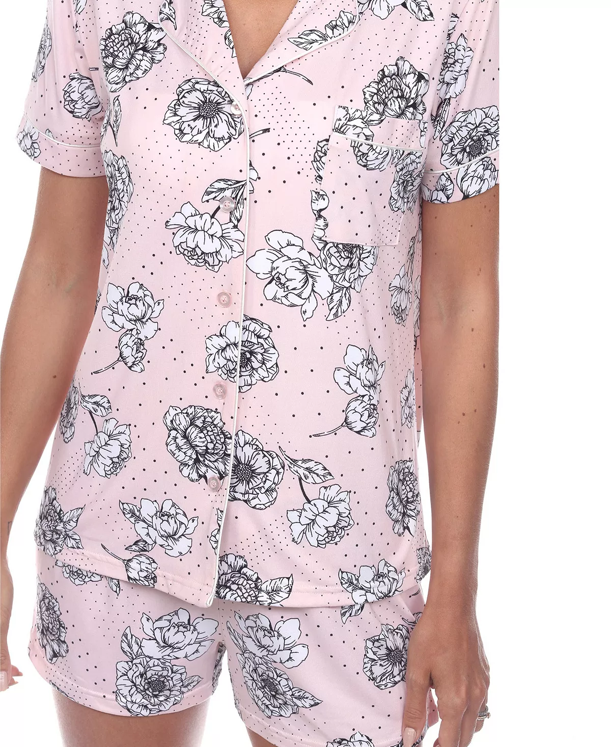 omen's Short Sleeve Floral Pajama Set, 2-Piece White Mark Omen's Short Sleeve Floral Pajama Set, 2-Piece -B.TEMPT’D Shop