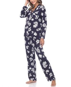 White Mark Omen's Long Sleeve Floral Pajama Set, 2-Piece -B.TEMPT’D Shop 20144200 fpx