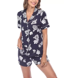 White Mark Omen's Short Sleeve Floral Pajama Set, 2-Piece 8 White Mark Omen's Short Sleeve Floral Pajama Set, 2-Piece -B.TEMPT’D Shop 20145115 fpx