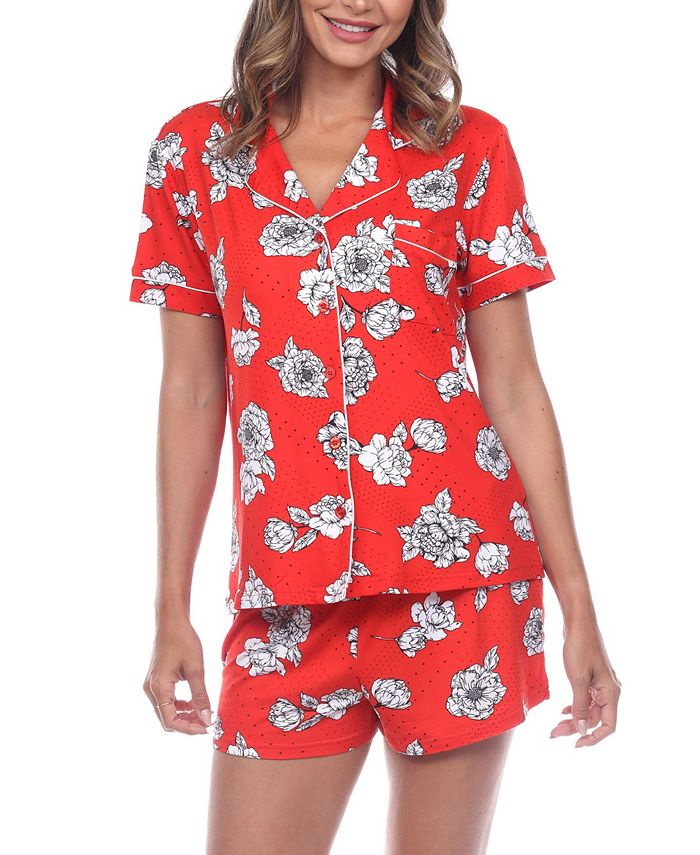 omen's Short Sleeve Floral Pajama Set, 2-Piece White Mark Omen's Short Sleeve Floral Pajama Set, 2-Piece -B.TEMPT’D Shop
