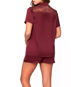 ICollection Women's Forrest Stretch Satin Camp Shirt And Short Set -B.TEMPT’D Shop 20168305 fpx