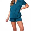 ICollection Women's Lucile Satin And Lace Short Sleeve Pajamas Set -B.TEMPT’D Shop 20168390 fpx