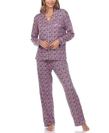 omen's 2 Piece Long Sleeve Heart Print Pajama Set White Mark Omen's 2 Piece Long Sleeve Heart Print Pajama Set -B.TEMPT’D Shop