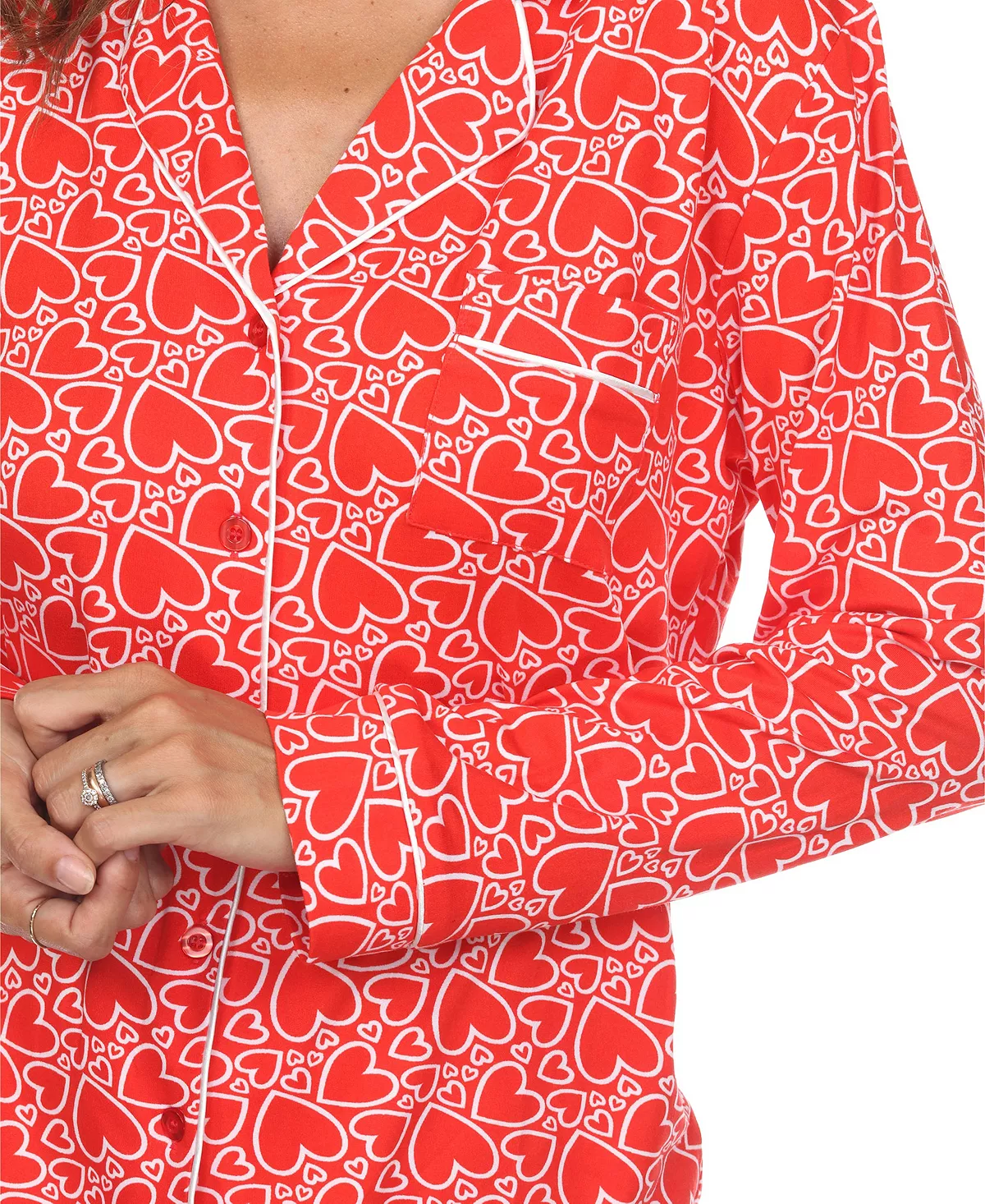 omen's 2 Piece Long Sleeve Heart Print Pajama Set White Mark Omen's 2 Piece Long Sleeve Heart Print Pajama Set -B.TEMPT’D Shop