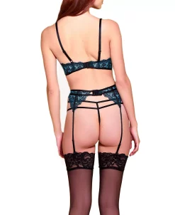 Hauty Women's Halo Embroidered Lace Strappy Underwire Soft Cup Bra Set With Keyhole Front, Matching Garter Belt And G-String 4 Hauty Women's Halo Embroidered Lace Strappy Underwire Soft Cup Bra Set With Keyhole Front, Matching Garter Belt And G-String -B.TEMPT’D Shop 20327895 fpx