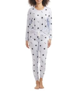 Tommy Hilfiger Women's Hacci Printed Pajama Pullover Pant Set