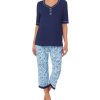 Cuddl Duds Henley Top & Cropped Pants Pajama Set
