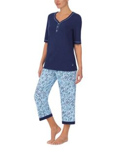 Cuddl Duds Henley Top & Cropped Pants Pajama Set -B.TEMPT’D Shop 20805275 fpx