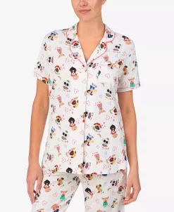 Cuddl Duds Printed Short Sleeve Notch-Collar Cropped Pajama Set -B.TEMPT’D Shop 20805286 fpx
