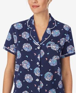 Cuddl Duds Printed Short Sleeve Notch-Collar Cropped Pajama Set -B.TEMPT’D Shop 20926204 fpx