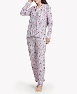 MOOD Pajamas Women's Floral Notes Soft Long-Sleeve Pajama Set