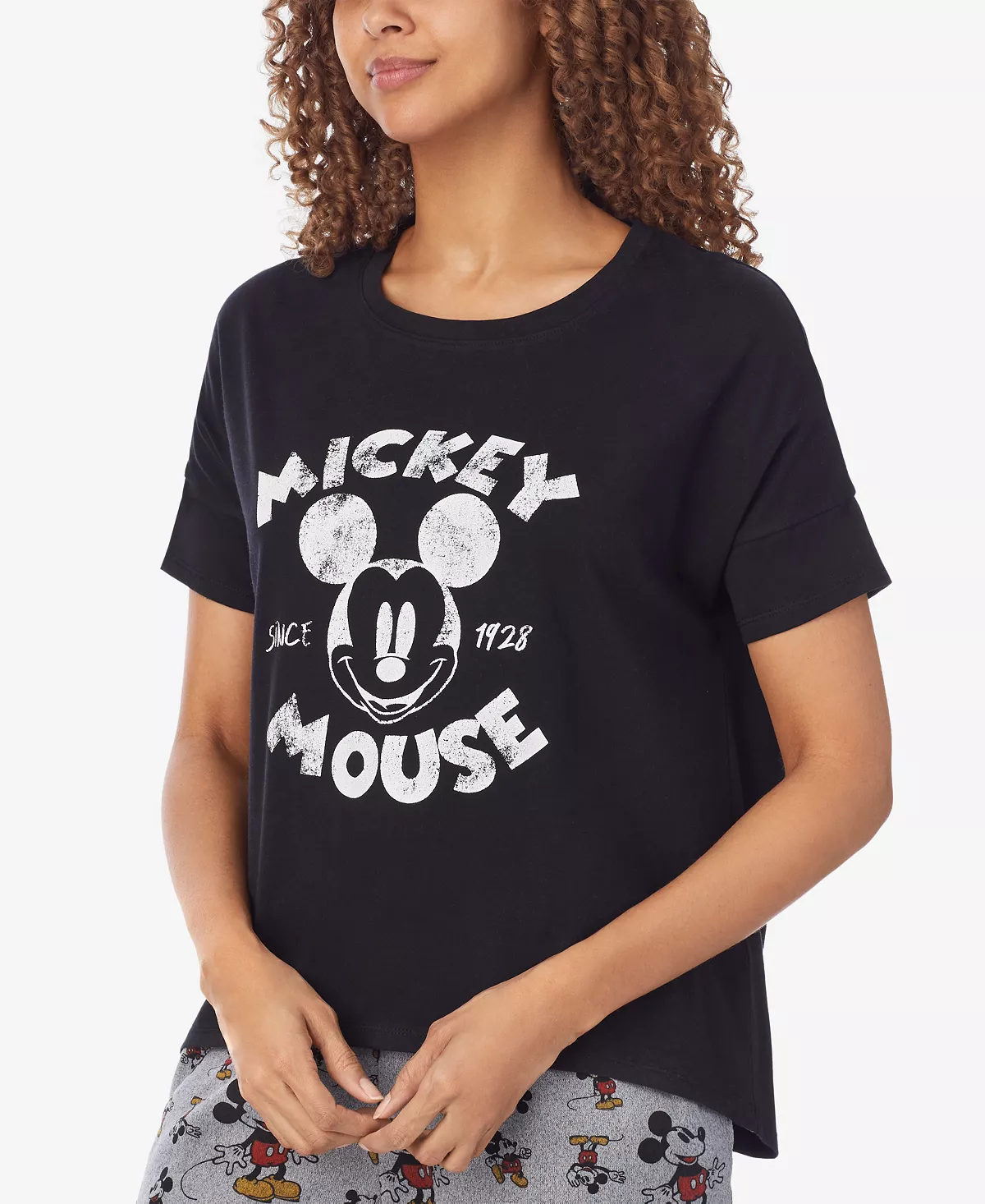 Women's Mickey Mouse Printed Short-Sleeve Pajama Shirt Disney Women's Mickey Mouse Printed Short-Sleeve Pajama Shirt -B.TEMPT’D Shop